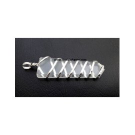 Crystal Quartz Flat Stick Wire Wrapped Pendants Bulk Supply - High-Quality Quartz Pendants