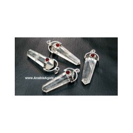 Crystal Quartz Double Point Pencil Pendant with Garnet - Enhance Your Style with Natural Beauty