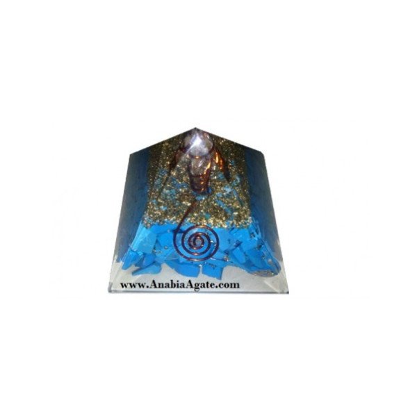 Turquoise Orgone Pyramid - Handmade Crystal Energy Healing Decor