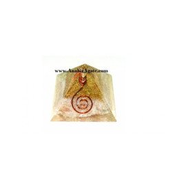 Orgone Golden Shimmer Pyramid With Crystal Point | Energy Healing Crystal Decor