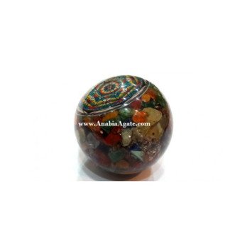 Mix Gemstones Chakra Flower of Life Orgone Balls - Energize Your Space