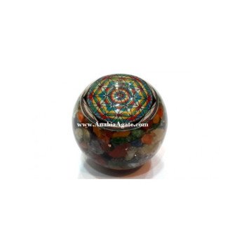 Mix Gemstones Chakra Flower of Life Orgone Balls - Energize Your Space
