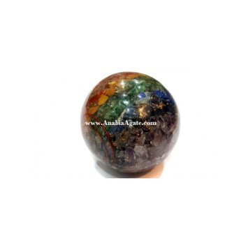 Chakra Layered Orgone Balls With Copper Wire (65mm)