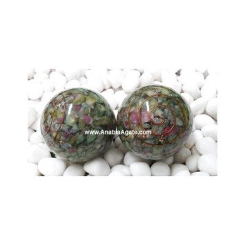 Ruby Fuchsite Orgone Ball - Energize and Harmonize with Ruby and Fuchsite Crystals