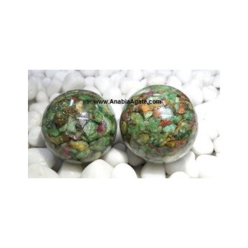 Ruby Fuchsite Orgone Balls - 50mm | Energy Healing Gemstone Spheres