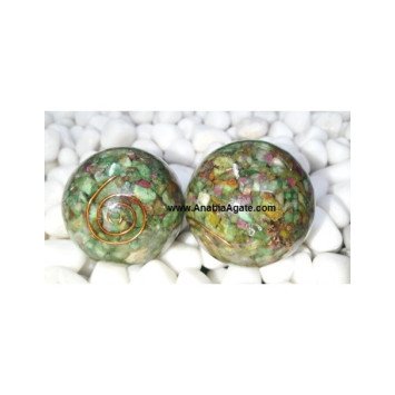 Ruby Fuchsite Orgone Balls - 50mm | Energy Healing Gemstone Spheres