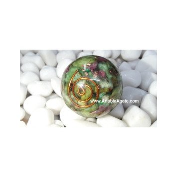 Ruby Fuchsite Orgone Balls - 40mm - Healing Crystal Sphere