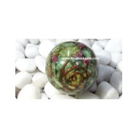 Ruby Fuchsite Orgone Balls - 40mm - Healing Crystal Sphere