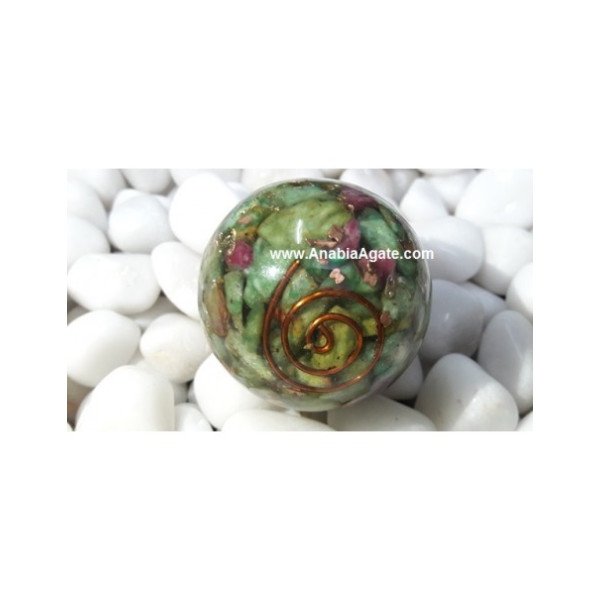 Ruby Fuchsite Orgone Balls - 40mm - Healing Crystal Sphere
