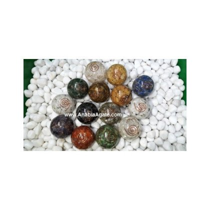Mix Gemstone Orgone Balls - 50mm | Crystal Energy Meditation Tool