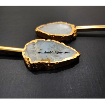 Irregular shape White Quartz Slice Handle Cutlery Set of 2