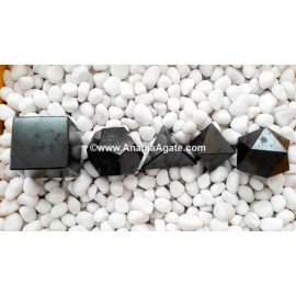Black Tourmaline Sacred Geometry Set - 5pcs for Energy Protection and Balance