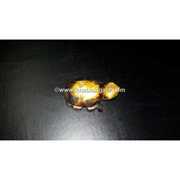 Tiger Eye Turtle Idol - Handcrafted Gemstone Turtle Figurine