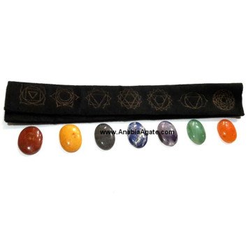 Chakra Polished Oval Set with Purse - Balance and Align Your Energy Centers