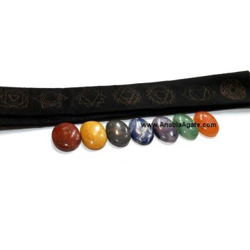 Chakra Polished Oval Set with Purse - Balance and Align Your Energy Centers