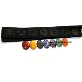 Chakra Polished Oval Set with Purse - Balance and Align Your Energy Centers