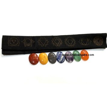 Chakra Polished Oval Set with Purse - Balance and Align Your Energy Centers