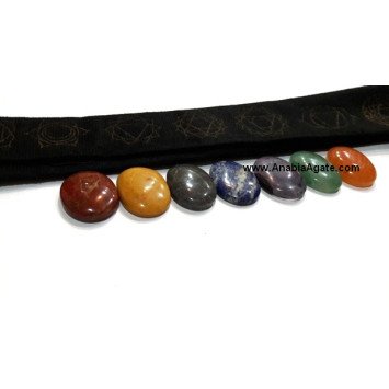 Chakra Polished Oval Set with Purse - Balance and Align Your Energy Centers