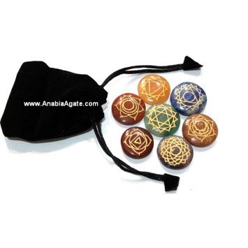 Chakra Engraved Disc Set with Velvet Pouch | Balance and Alignment Collection