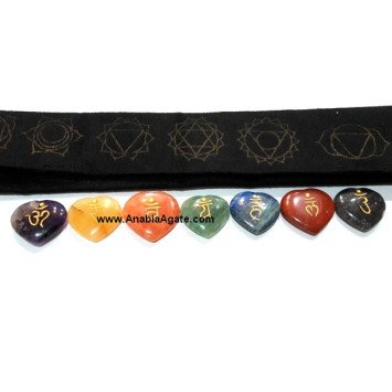 Chakra Sanskrit Engraved Heart Set with Purse - Balance and Energize