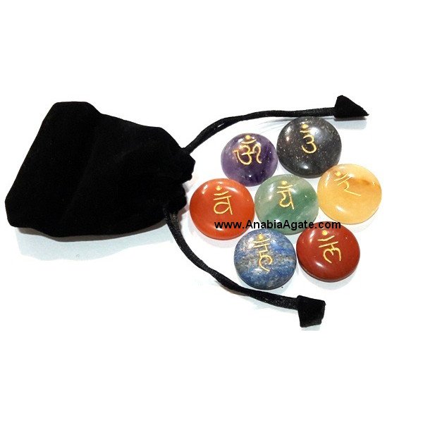 Chakra Sanskrit Engraved Disc Set with Pouch - Balance and Align Your Chakras