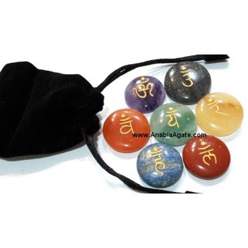 Chakra Sanskrit Engraved Disc Set with Pouch - Balance and Align Your Chakras