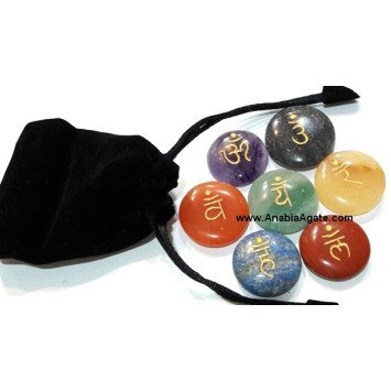 Chakra Sanskrit Engraved Disc Set with Pouch - Balance and Align Your Chakras