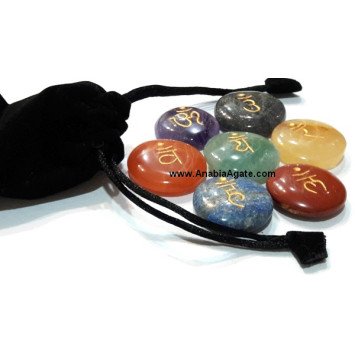 Chakra Sanskrit Engraved Disc Set with Pouch - Balance and Align Your Chakras