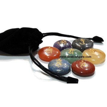 Chakra Sanskrit Engraved Disc Set with Pouch - Balance and Align Your Chakras