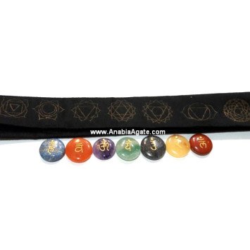 Chakra Sanskrit Engraved Disc Set with Purse - Balance Your Energy Centers