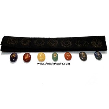 Chakra Sanskrit Engraved Oval Set with Purse - Balance Your Energy Centers