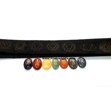 Chakra Sanskrit Engraved Oval Set with Purse - Balance Your Energy Centers