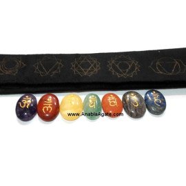 Chakra Sanskrit Engraved Oval Set with Purse - Balance Your Energy Centers