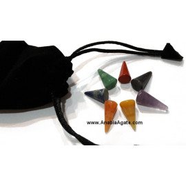 Chakra Cone Set with Velvet Pouch - Balancing Energy Healing Crystals
