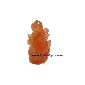 Orange Aventurine Ganesha 1.5 Inch Sculpture - Handcrafted Gemstone Statue