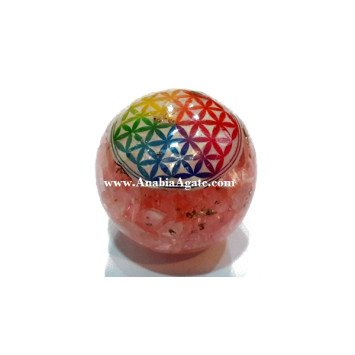 Chakra Flower of Life Rose Quartz Orgone Balls - Balance Your Energy