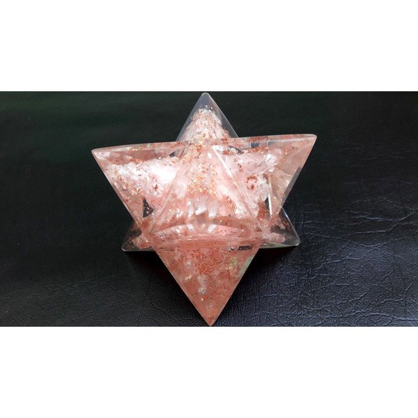 Rose Quartz Orgone Merkaba Star | Size - 75mm