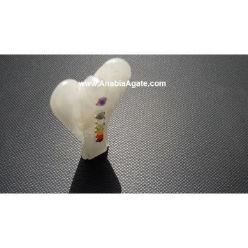 Selenite 2 Inch Angel Figurine With Chakra Cabs - Healing Crystal Decor
