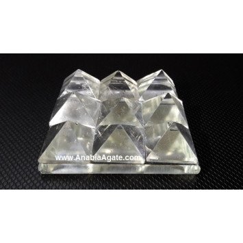 Crystal Quartz Nine Pyramids Glass Plate | Exquisite Home Decor