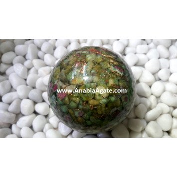 Mix Gemstones Orgone Ball with Copper Wire - Healing Crystal Energy Ball