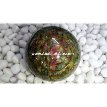 Mix Gemstones Orgone Ball with Copper Wire - Healing Crystal Energy Ball