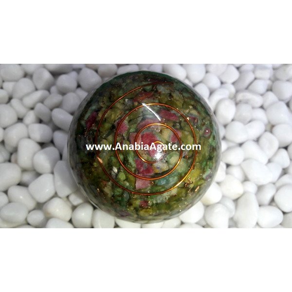 Mix Gemstones Orgone Ball with Copper Wire - Healing Crystal Energy Ball