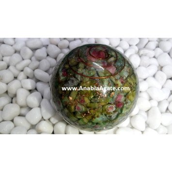 Mix Gemstones Orgone Ball with Copper Wire - Healing Crystal Energy Ball
