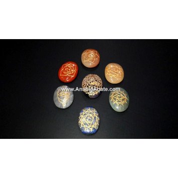 Chakra Oval Stones with Engraved Sanskrit Letters - Balancing Energy Stones