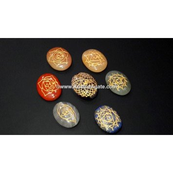 Chakra Oval Stones with Engraved Sanskrit Letters - Balancing Energy Stones