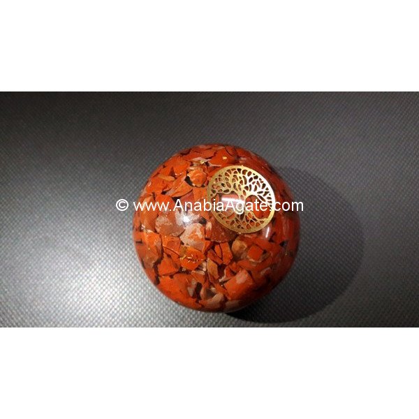 Red Jasper Orgone Balls With Tree Of Life Symbol | Energy Healing Crystal Sphere