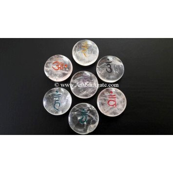 Crystal Quartz Chakra Colored Sanskrit Disc Set - Balancing Energy and Harmony