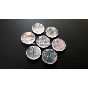 Crystal Quartz Chakra Colored Sanskrit Disc Set - Balancing Energy and Harmony