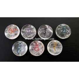 Crystal Quartz Chakra Colored Sanskrit Disc Set - Balancing Energy and Harmony