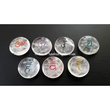 Crystal Quartz Chakra Colored Sanskrit Disc Set - Balancing Energy and Harmony